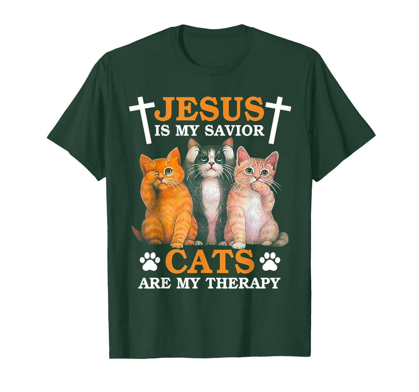 Jesus is my savior Cats are my therapy T-Shirt