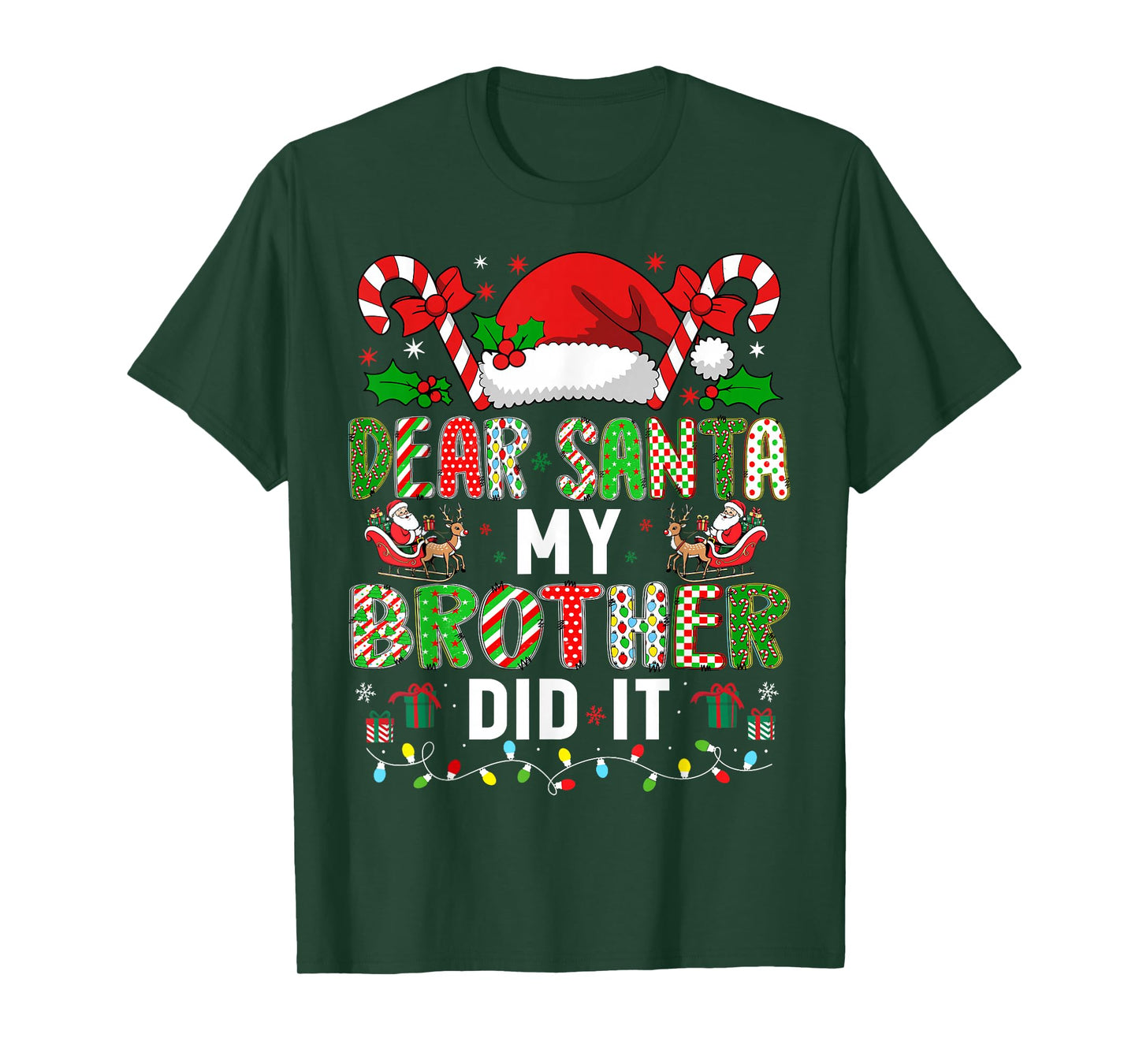 HUGvyn Dear Santa My Brother Did It Christmas Boys Girls Kid T-Shirt