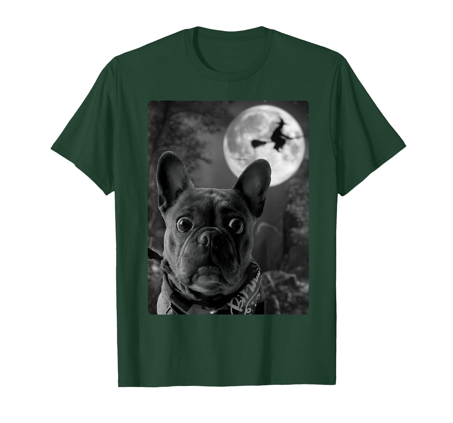 Funny Dog Selfie Full Moon Flying Witch Halloween Dog T-Shirt