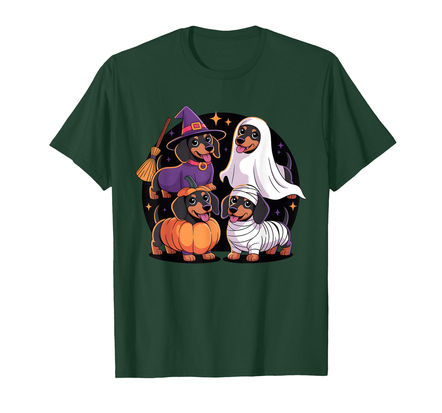 Weiner Dog Witch Happy Halloweenie Cute Halloween Dachshund T-Shirt