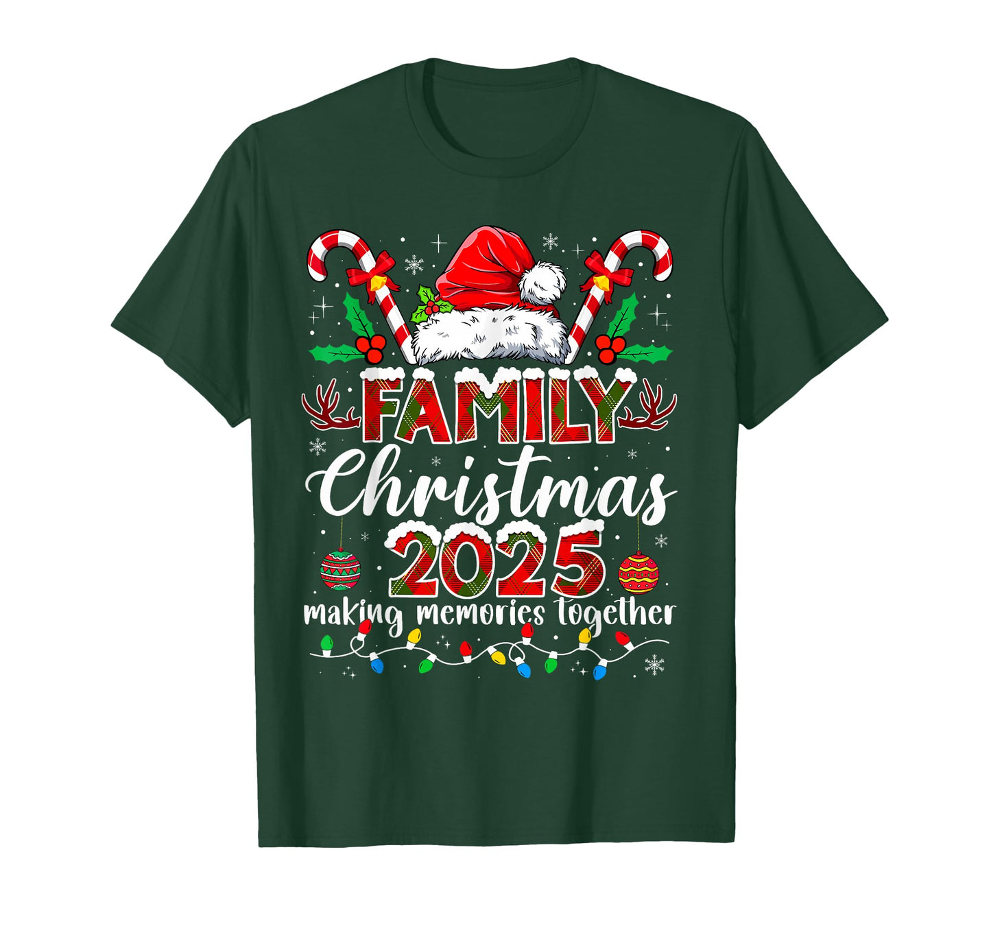 Family Christmas 2025 Xmas Lights Santa Snowflake Pajamas T-Shirt