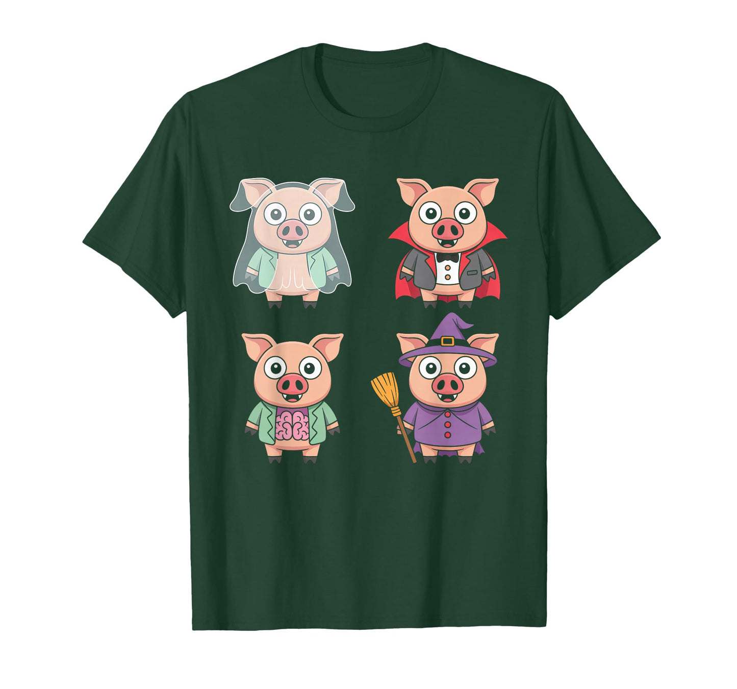 Pig Spooky Witch Boo Zombie Cute Pig Halloween Boys & Girls T-Shirt