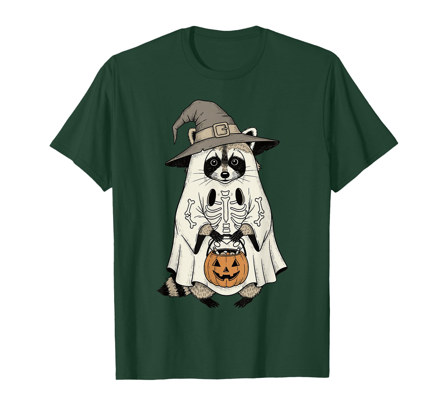 Cute Ghost Pumpkin Halloween Raccoon Costume Raccoon Lovers T-Shirt