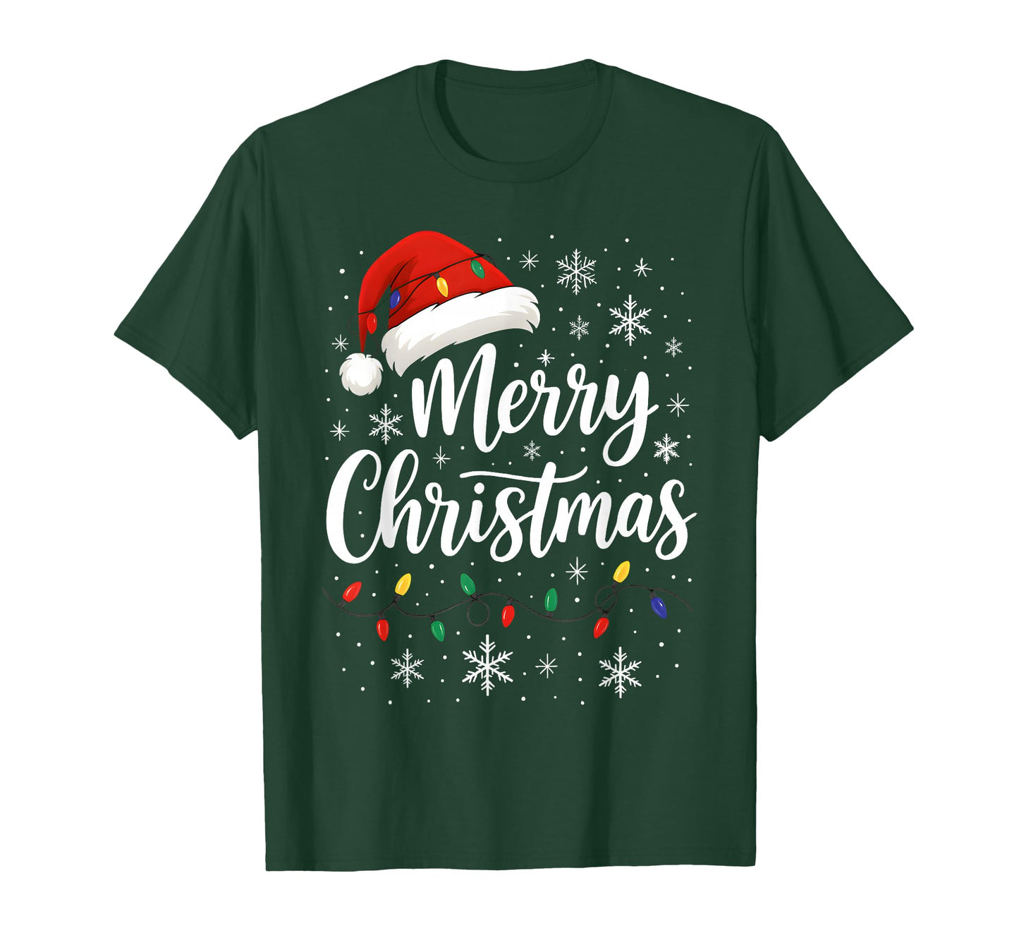 Merry Christmas Red Santa Hat Reindeer Family Xmas Men Women T-Shirt