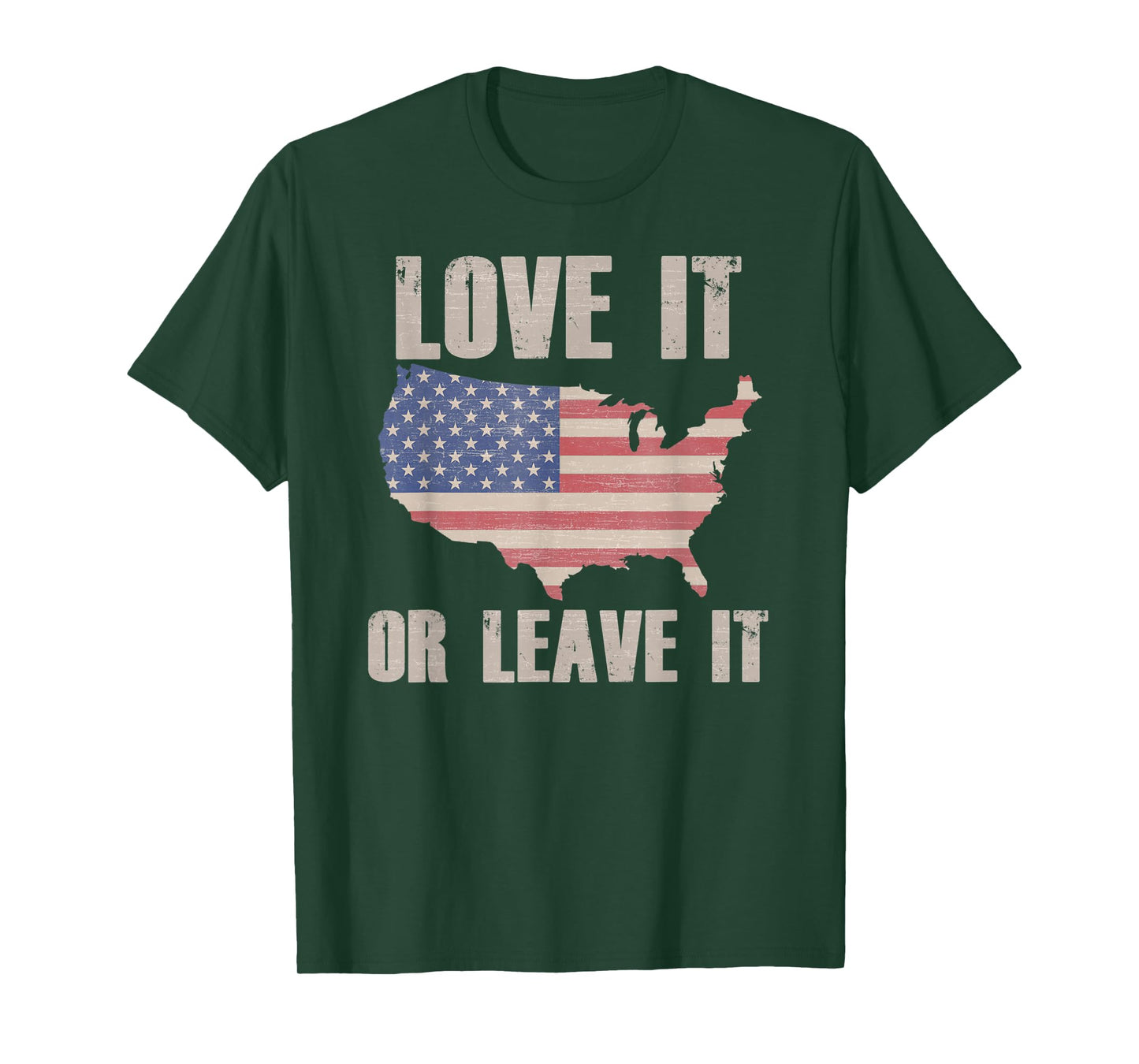 LOVE IT OR LEAVE IT Patriotic Vintage American Flag USA Map Women Kids Men T-Shirt