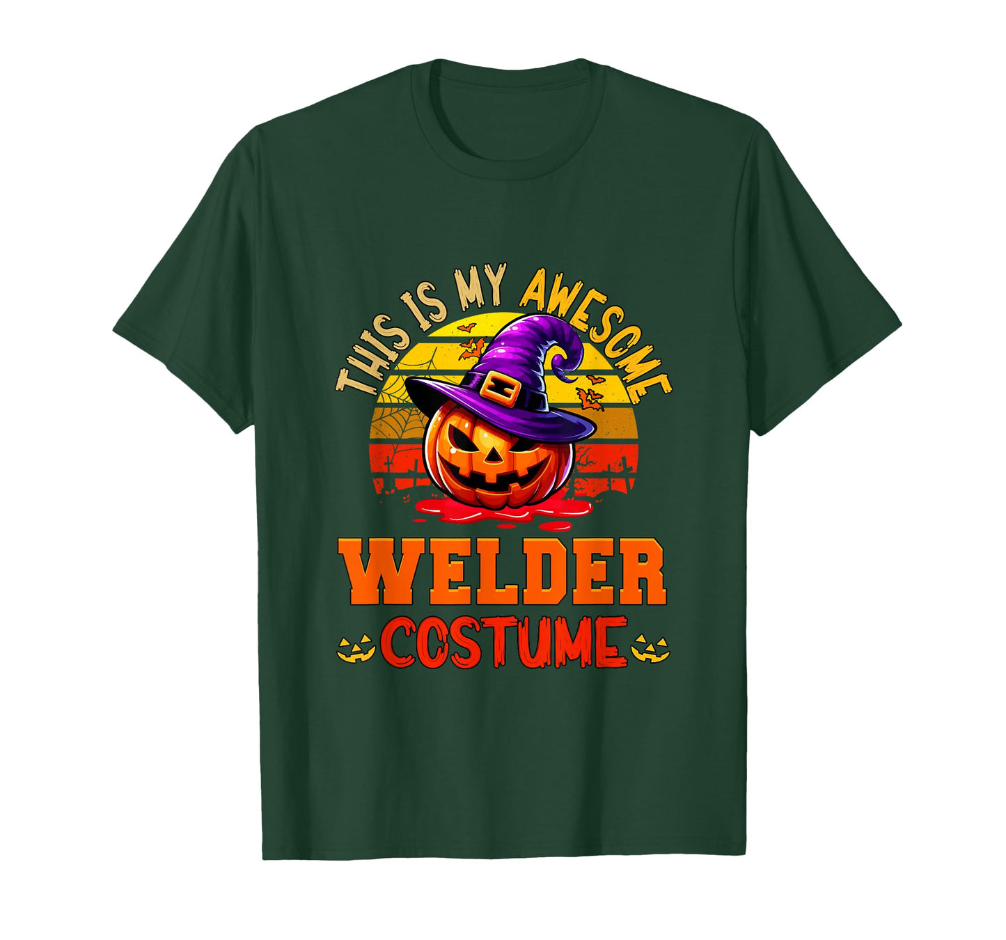 Vintage My Awesome Welder Costume Witch Carved Pumpkin T-Shirt