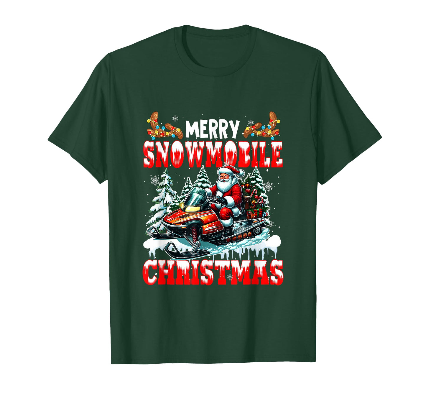 Merry Christmas Snowmobile Santa Costume Sport Lover T-Shirt