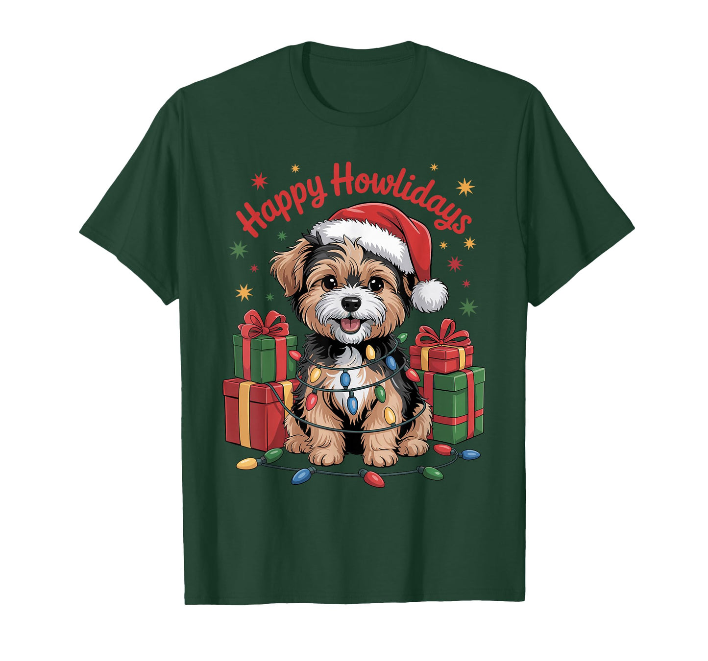Cute Yorkipoo Santa Hat Christmas Xmas Dog Lovers Holiday T-Shirt