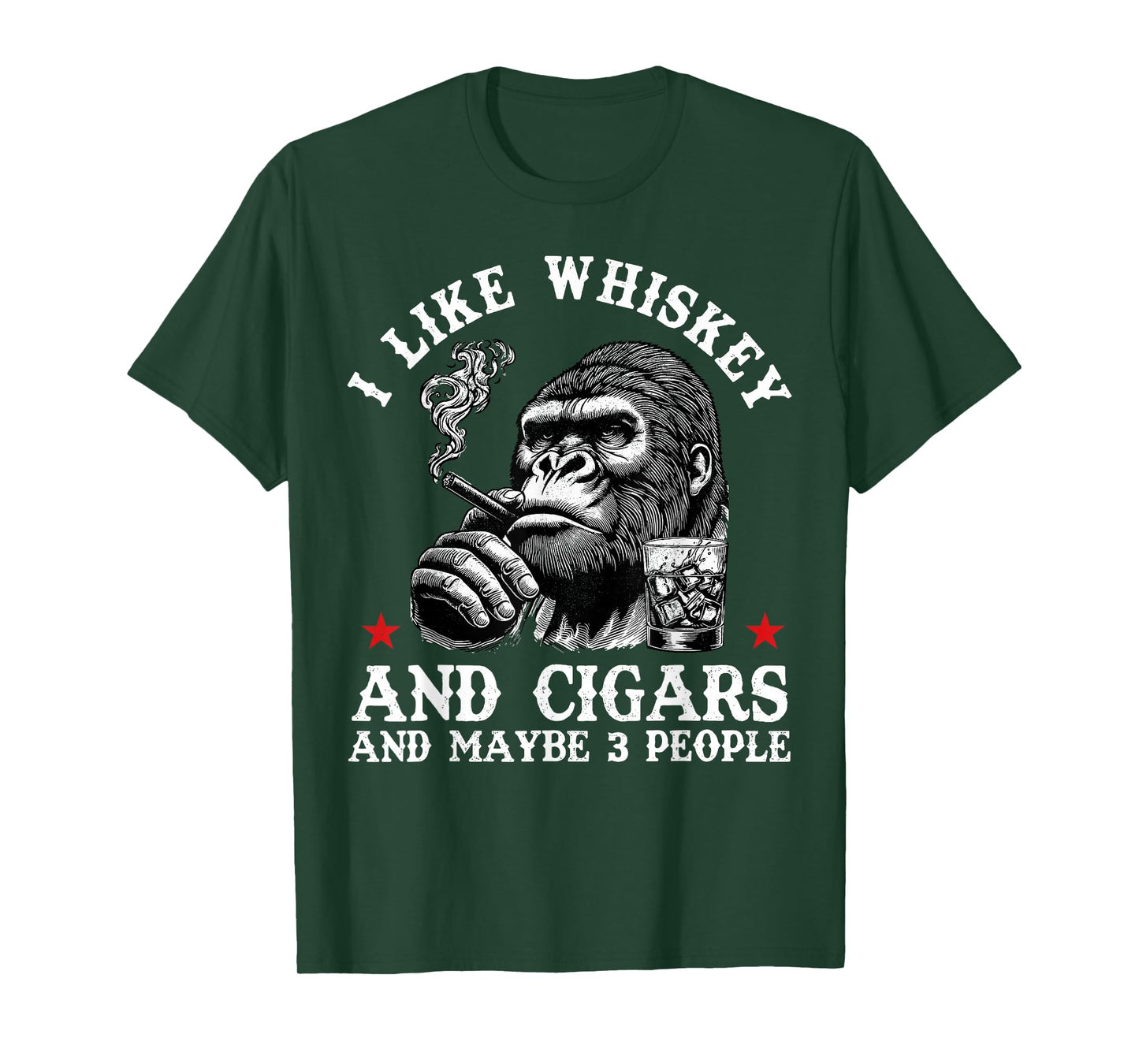Retro I Like Whiskey And Cigars And Maybe 3 People Monkey T-Shirt