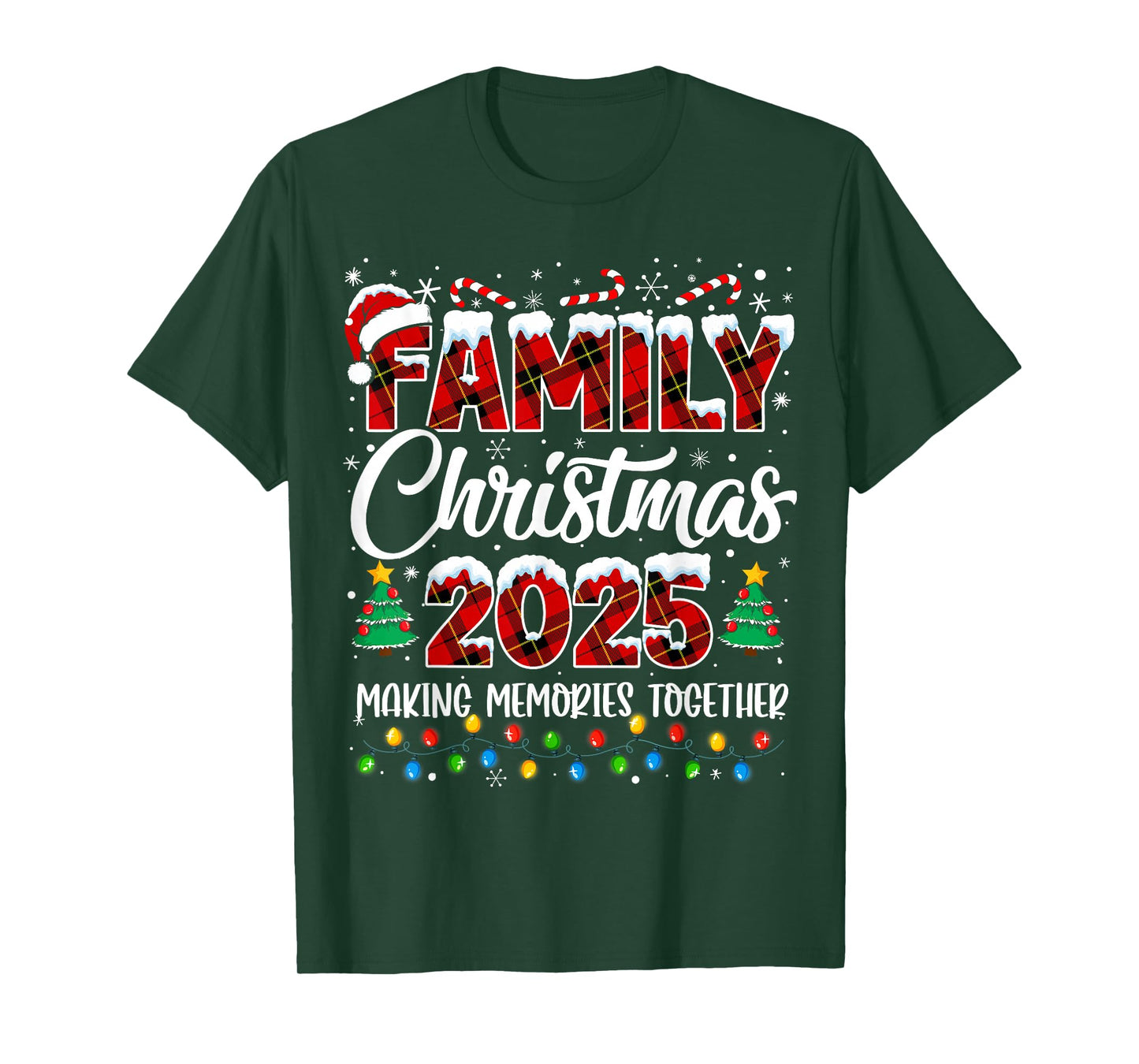 Family Christmas 2025 Matching Squad Santa Red Plaid Xmas T-Shirt