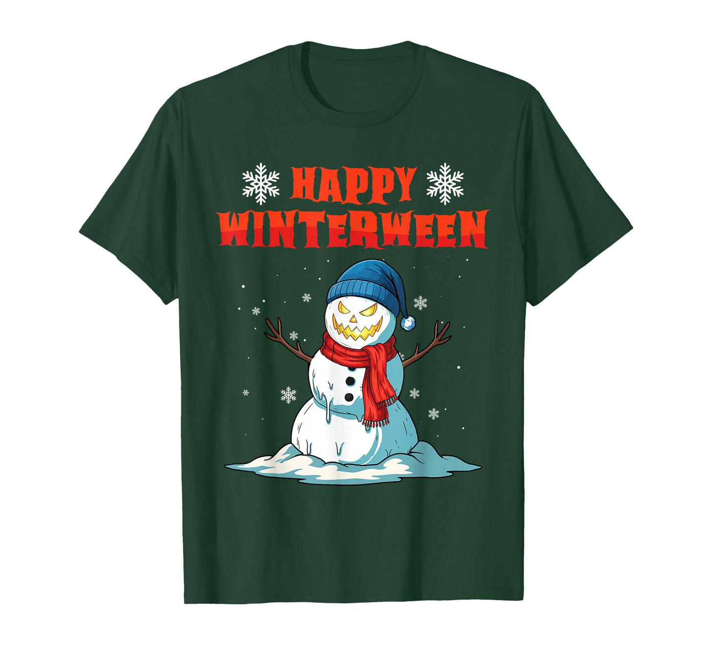 Happy Winterween Winter Halloween Christmas Spooky Snow Man T-Shirt