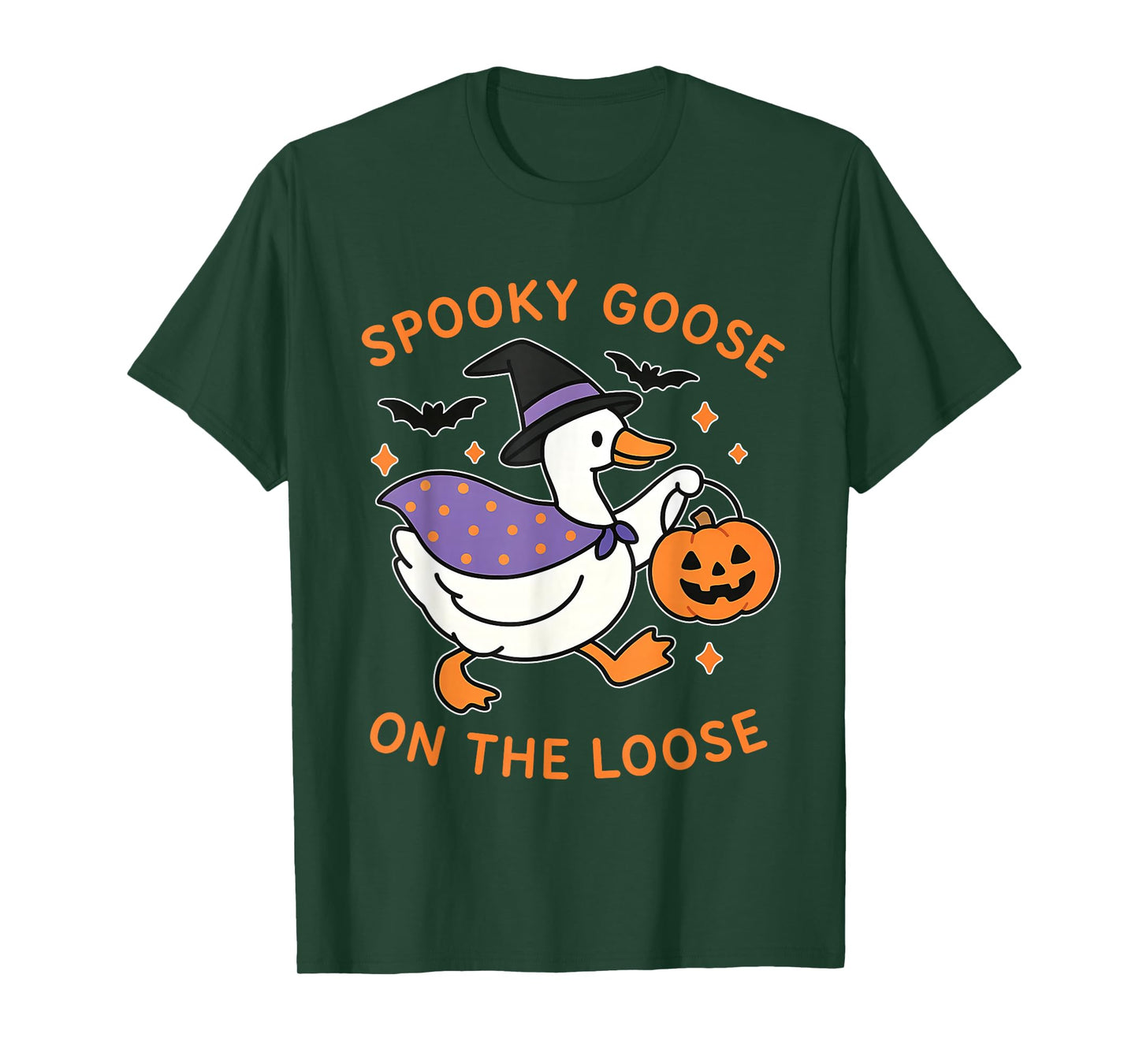 Spooky Goose Witch Pumpkin Funny Halloween T-Shirt