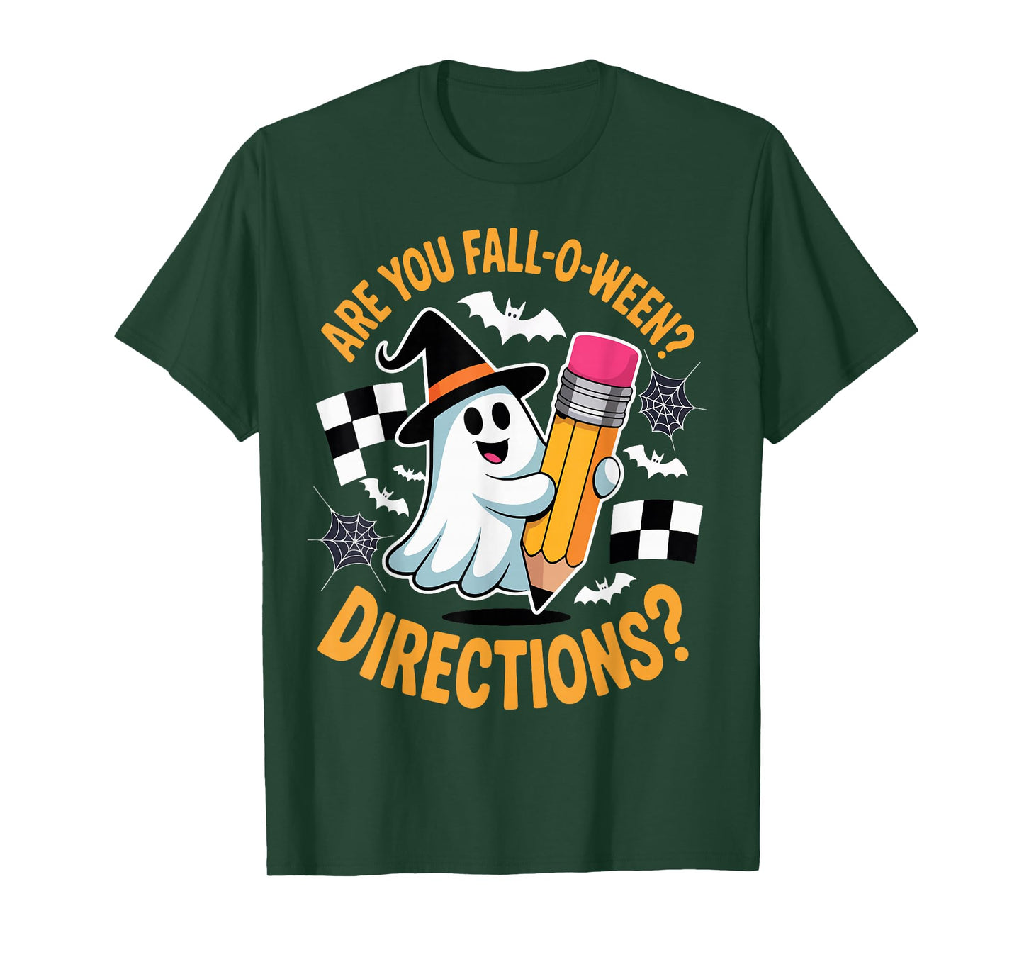 are You Fall O Ween Directions Halloween Teacher Ghost Retro T-Shirt