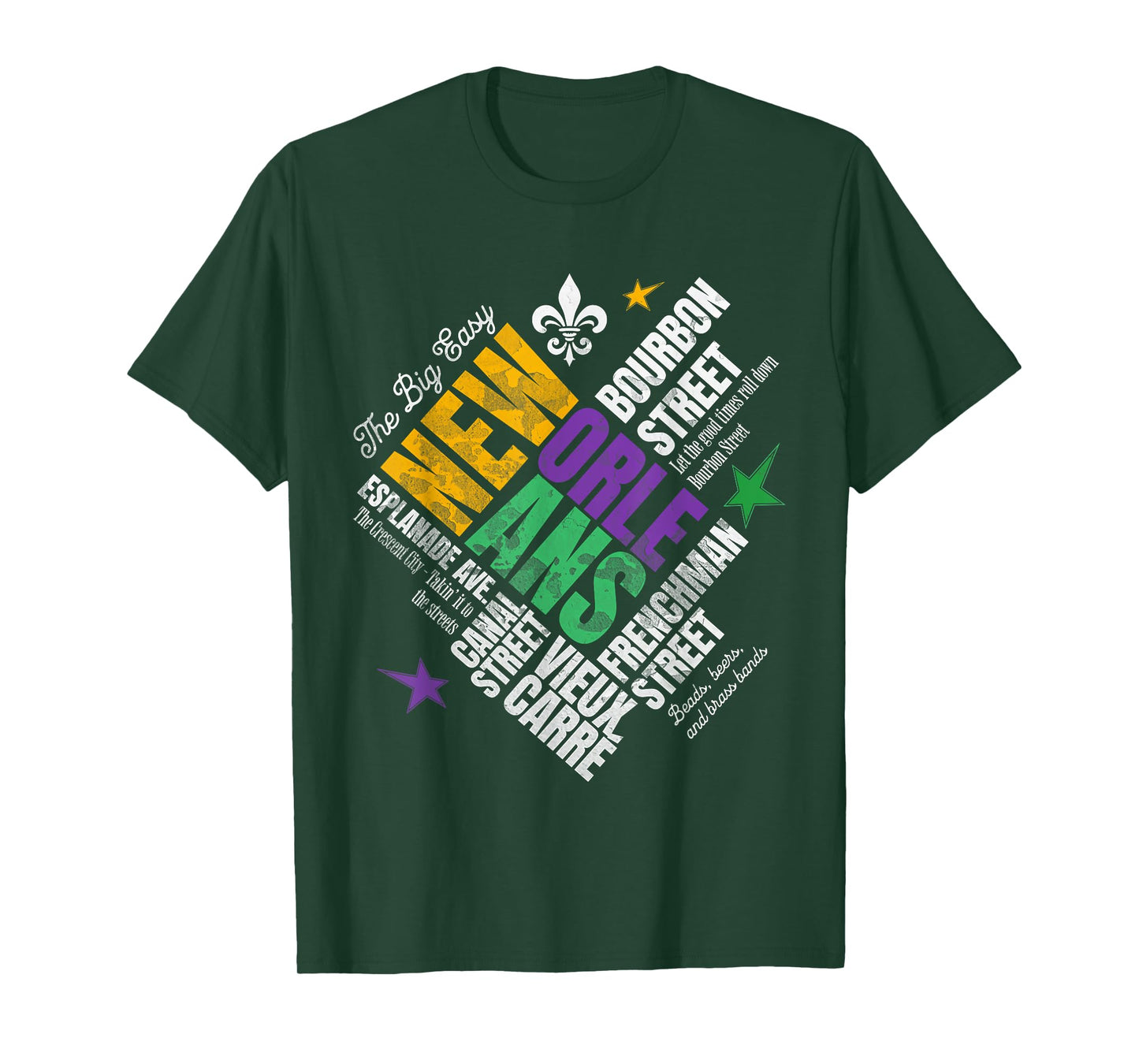 New-Orleans, Louisiana s Vintage Mardi Gras WordCloud T-Shirt