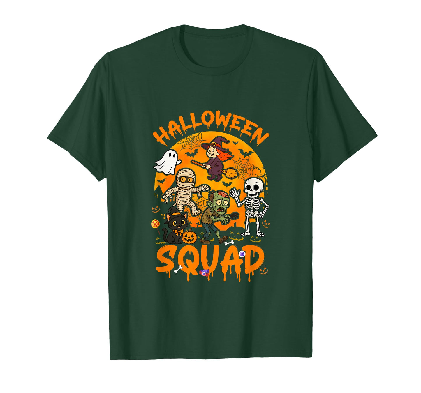 Halloween Squad Horror Group Witch Mummy Zombie Skeleton T-Shirt