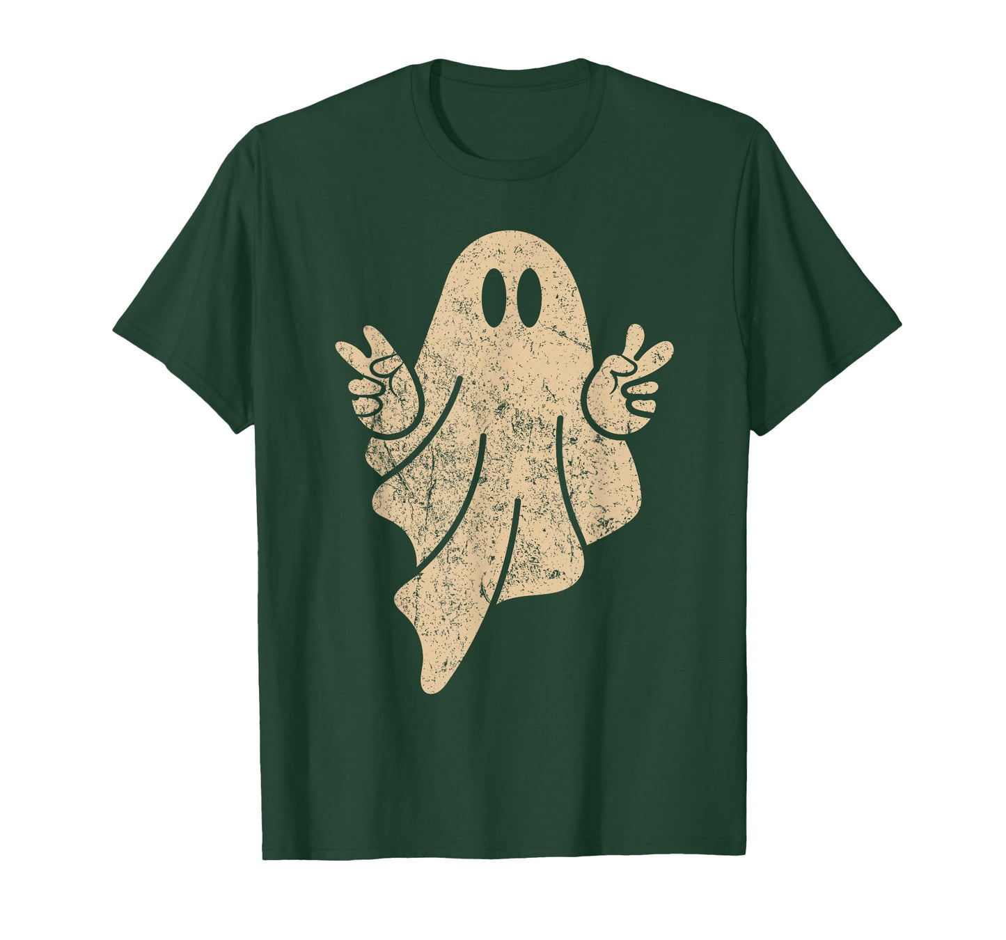 Cute Ghost Peace Sign Vintage Retro Grunge Halloween Spooky T-Shirt