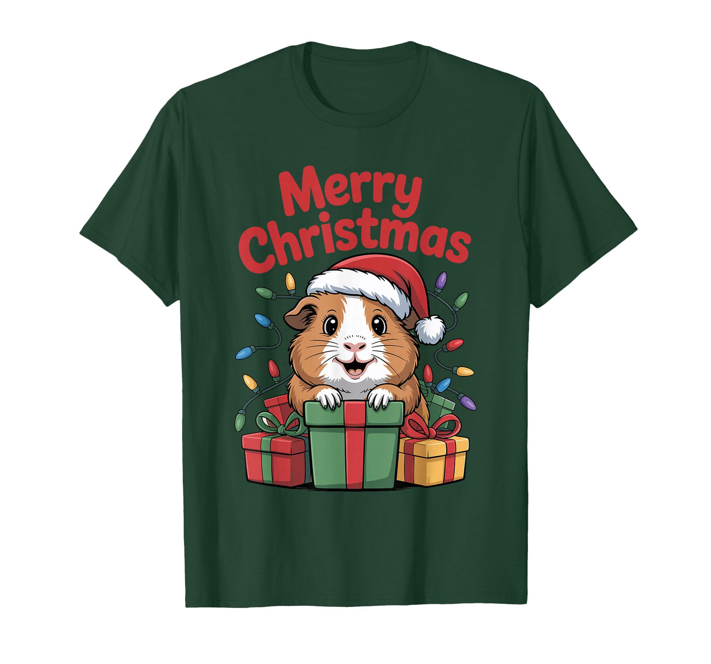 Guinea Pig Santa Hat Christmas Design Funny Pet Lovers T-Shirt
