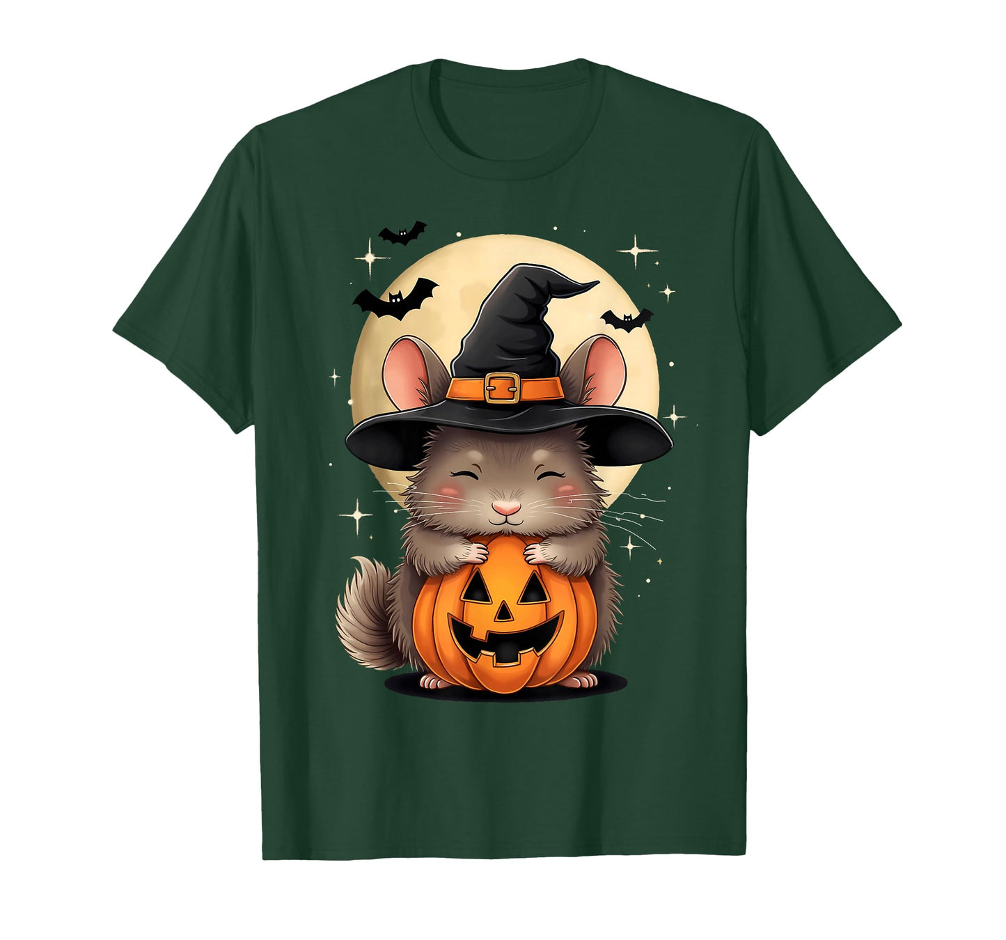 Halloween Chinchilla Witch Hat Pumpkin Spooky T-Shirt