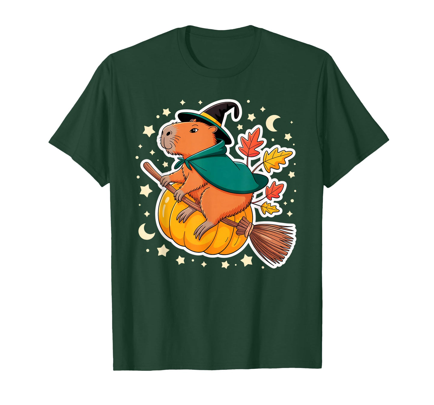Capybara Witch Hat Halloween Pumpkin Ride T-Shirt