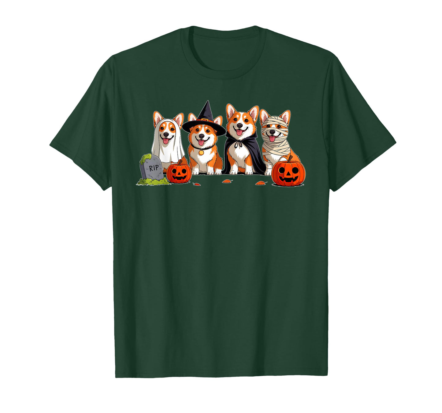 Corgi Dog Ghost Witch Mummy Pumpkin Funny Halloween Costume T-Shirt