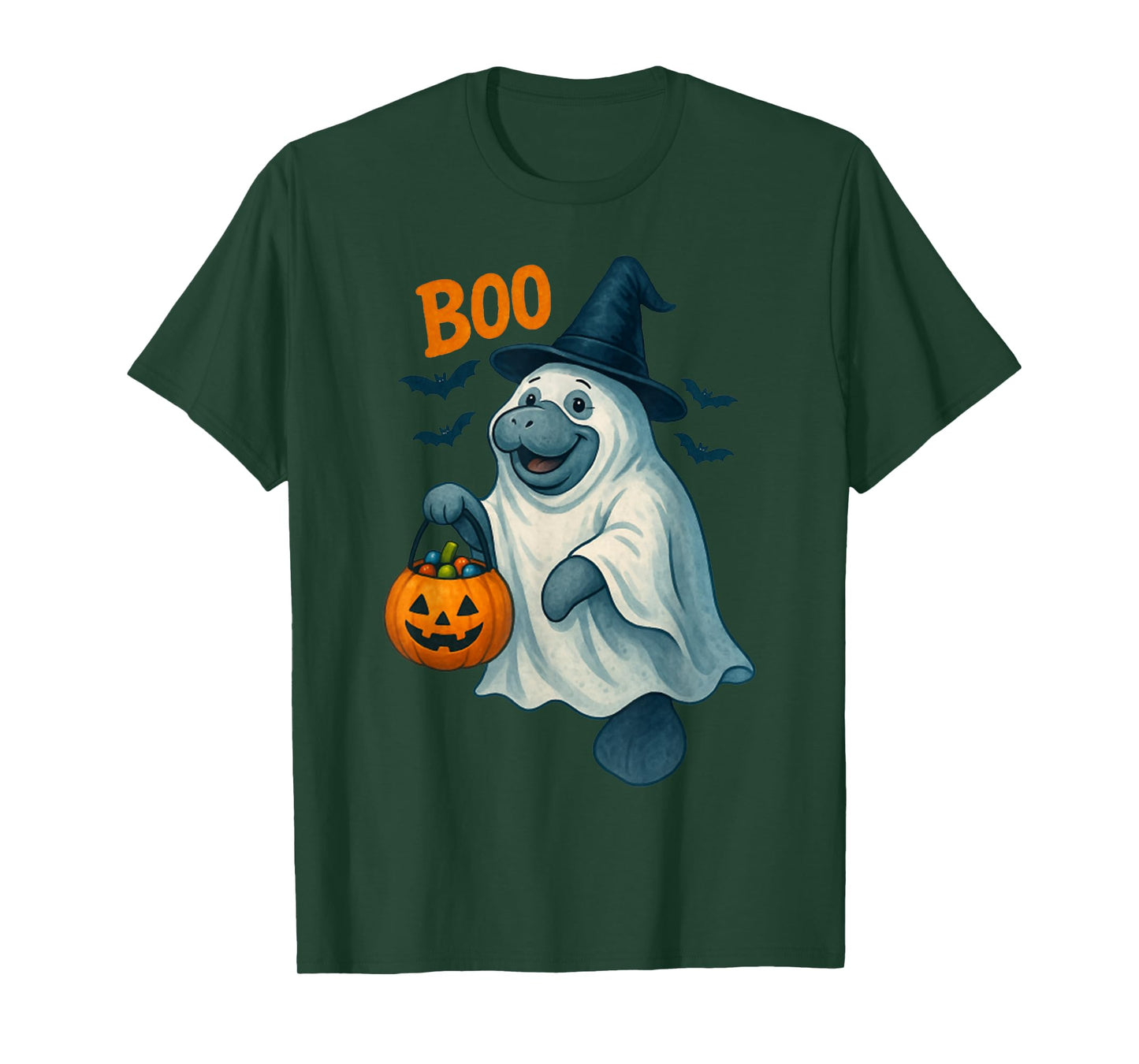 Manatee Witch Hat Pumpkin Halloween Costume Men Women Kids T-Shirt
