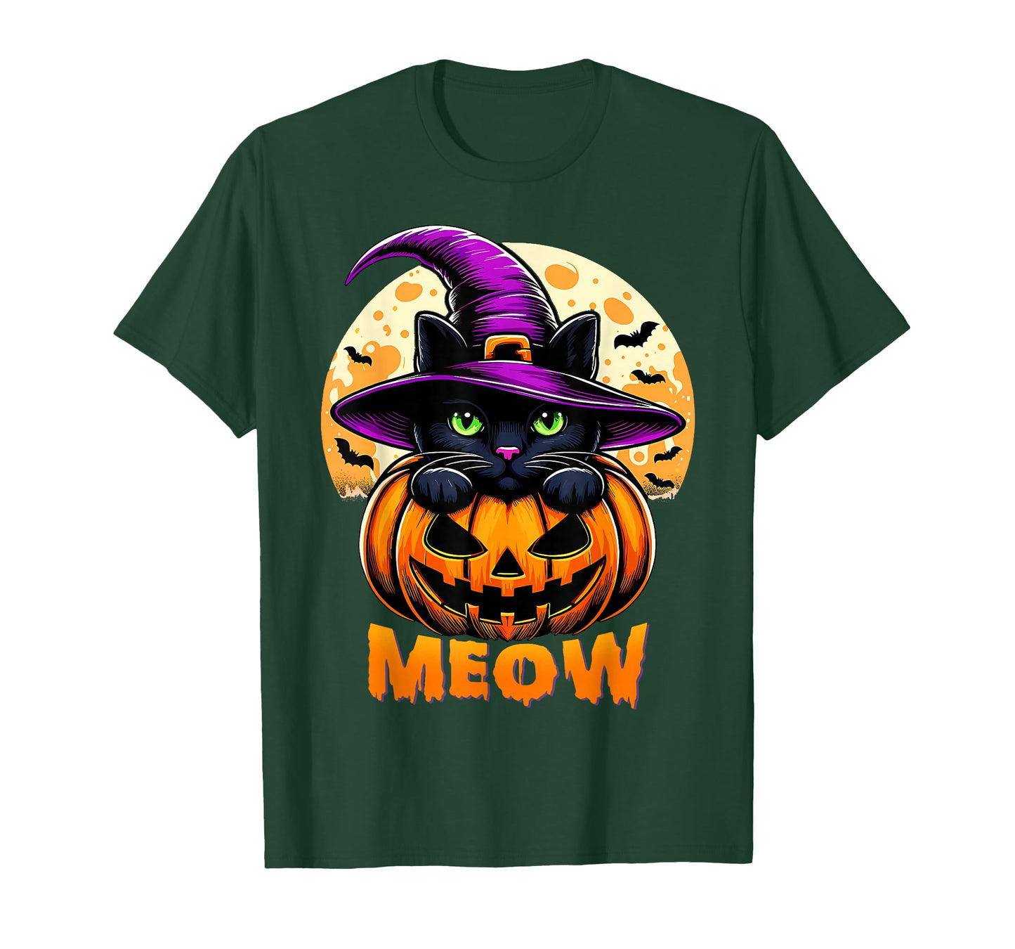 The Witch Cat Lovers Pumpkin Halloween Men Women Kids T-Shirt