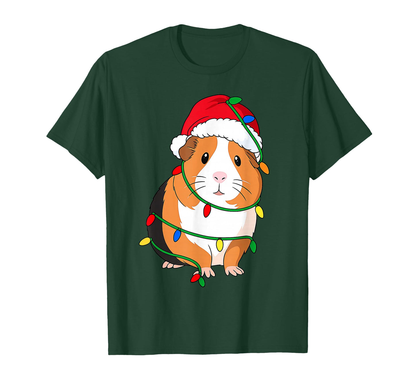 Guinea Pig Christmas Tree Lights Holiday Pet Lover T-Shirt
