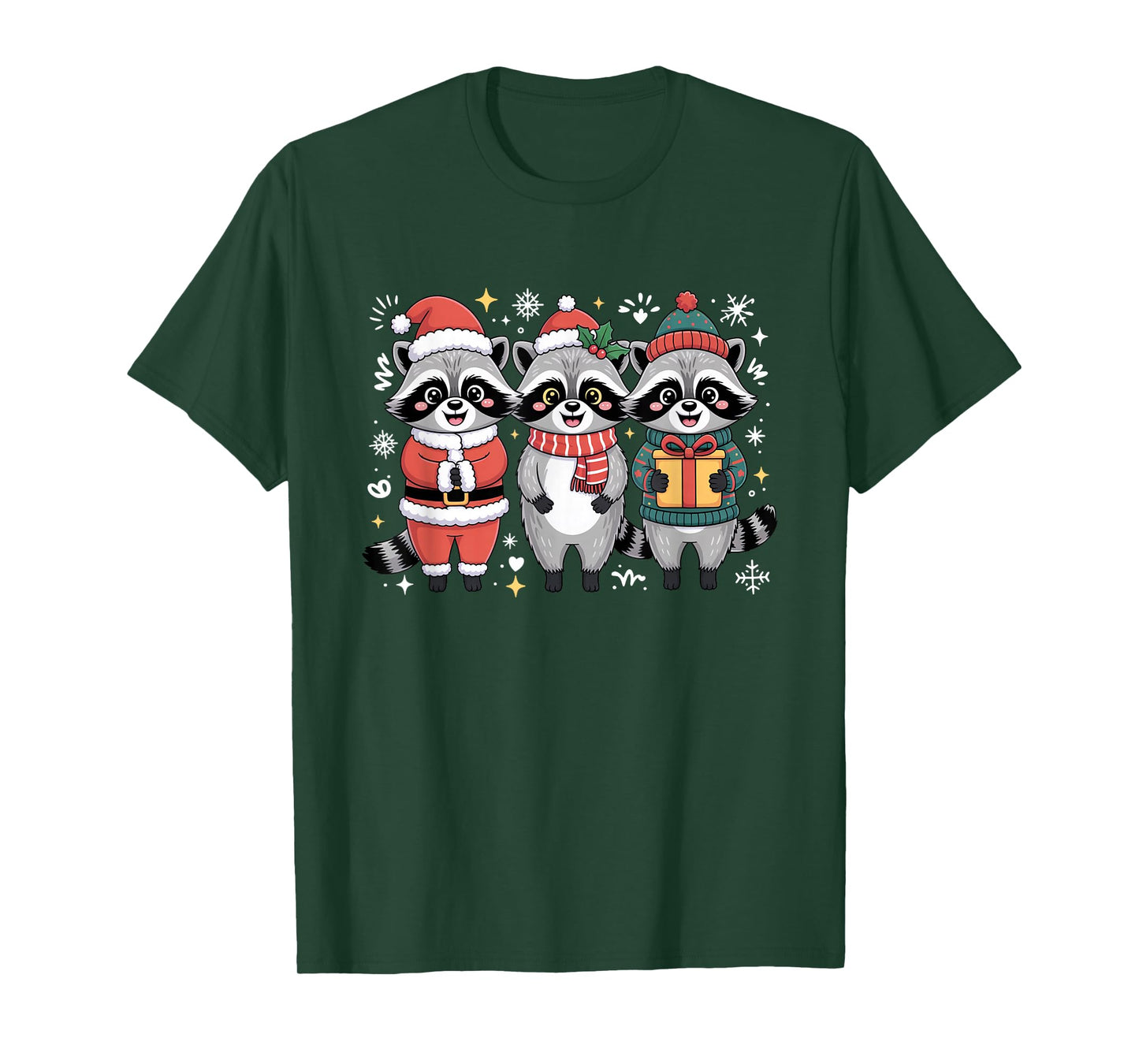 Cute Raccoon Christmas Funny Holiday Santa Claus Animal Gift T-Shirt