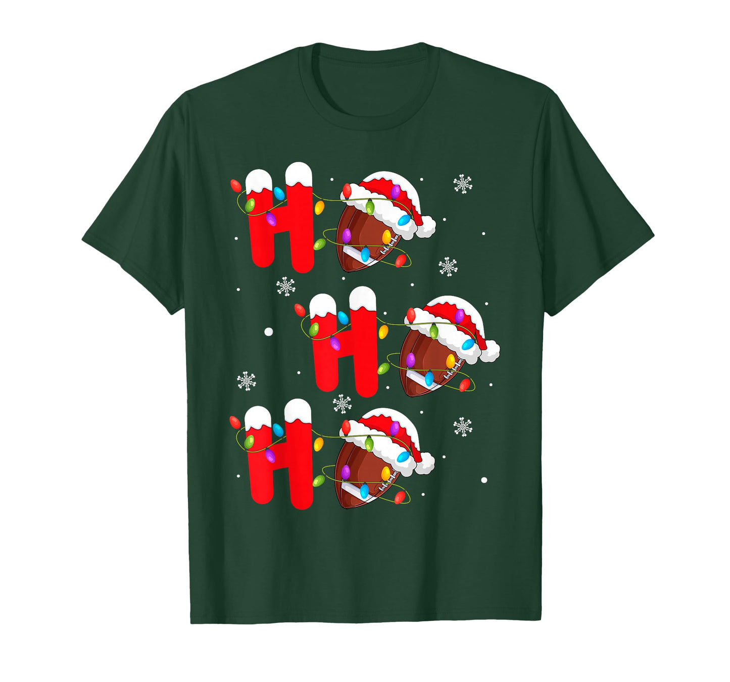 Football Christmas Ho Ho Ho Santa Sports Player Funny Xmas T-Shirt