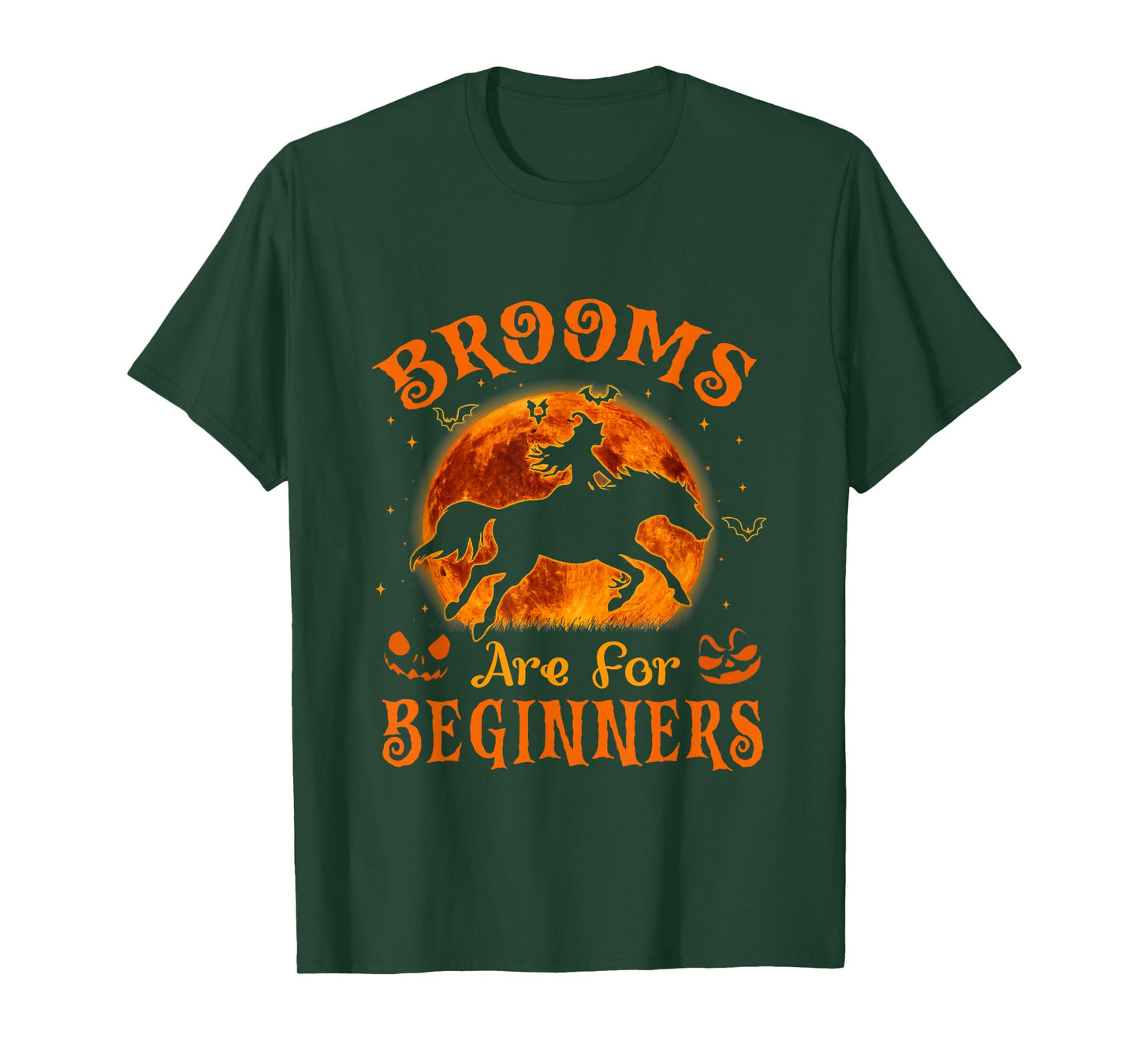 Brooms are for Beginners Horses Equestrian Witch Halloween T-Shirt
