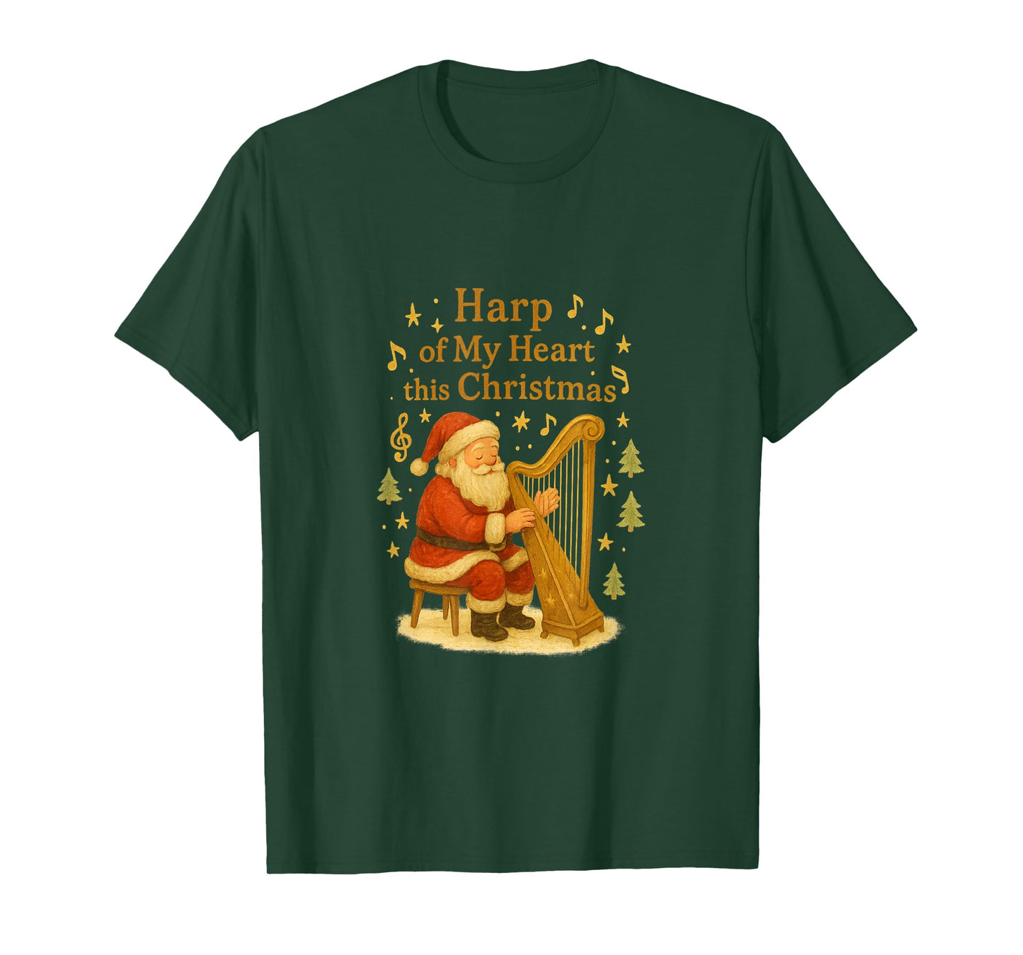 Santa Christmas Festive Musician Gift for Harpists T-Shirt