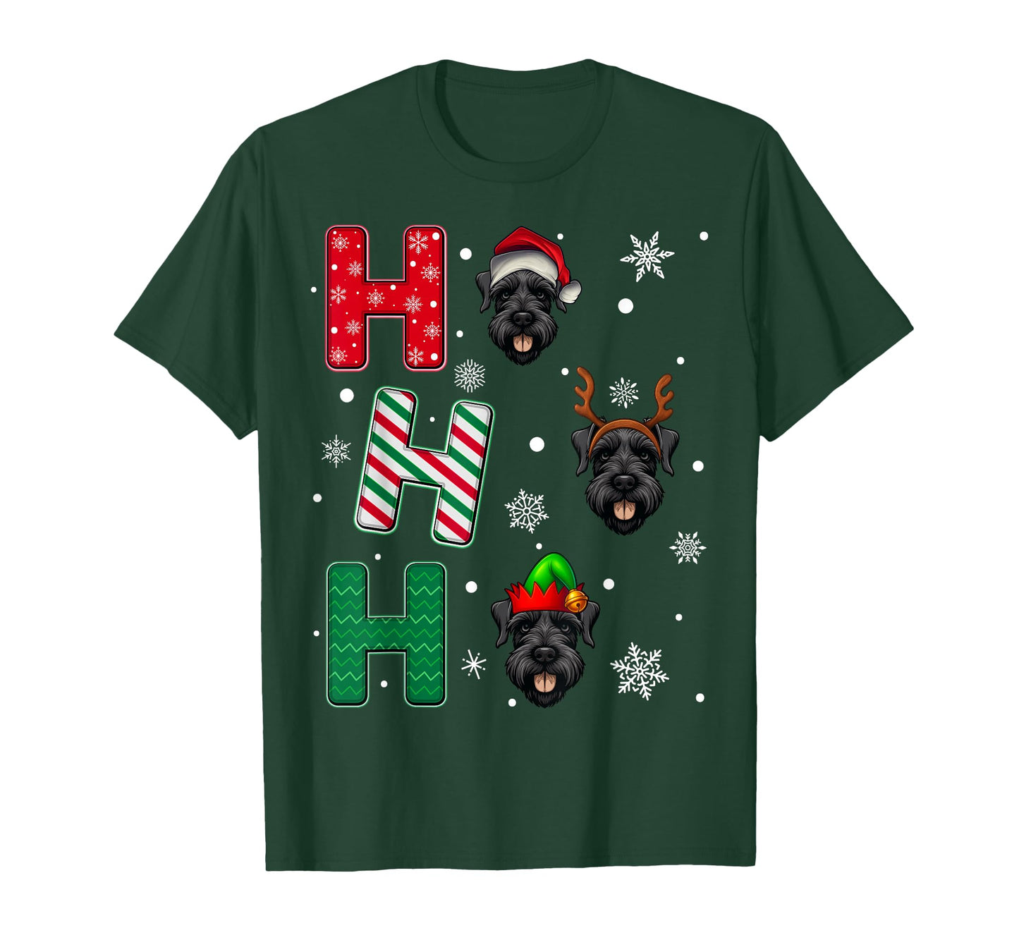 Ho Ho Ho Giant Schnauzer Dog Lover Christmas Santa Elf Xmas T-Shirt