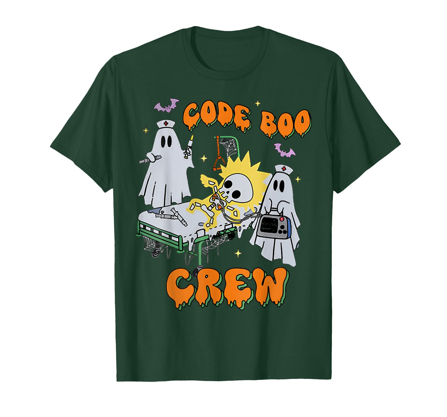 Code Boo Crew, Funny Ghost Nurse Halloween, Ghost ER Nurse T-Shirt