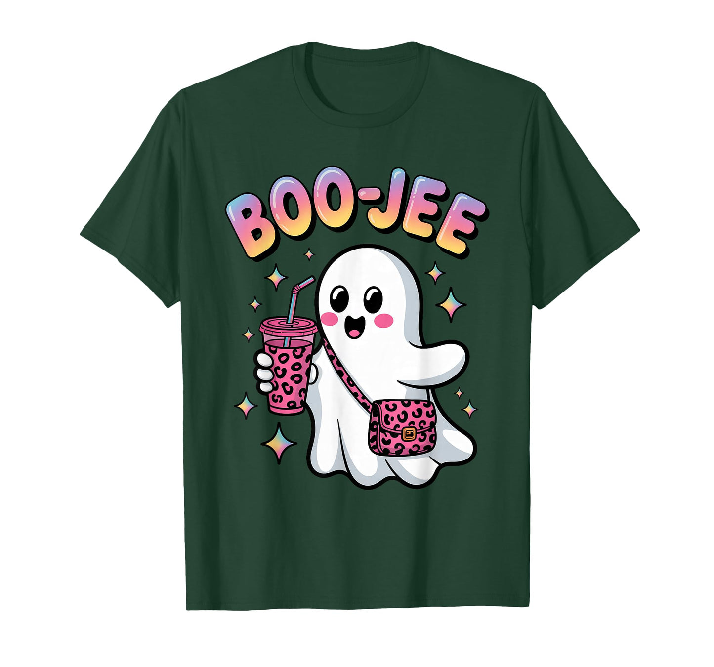 Cute Boujee Ghost Leopard Print Purse Funny Halloween Party T-Shirt