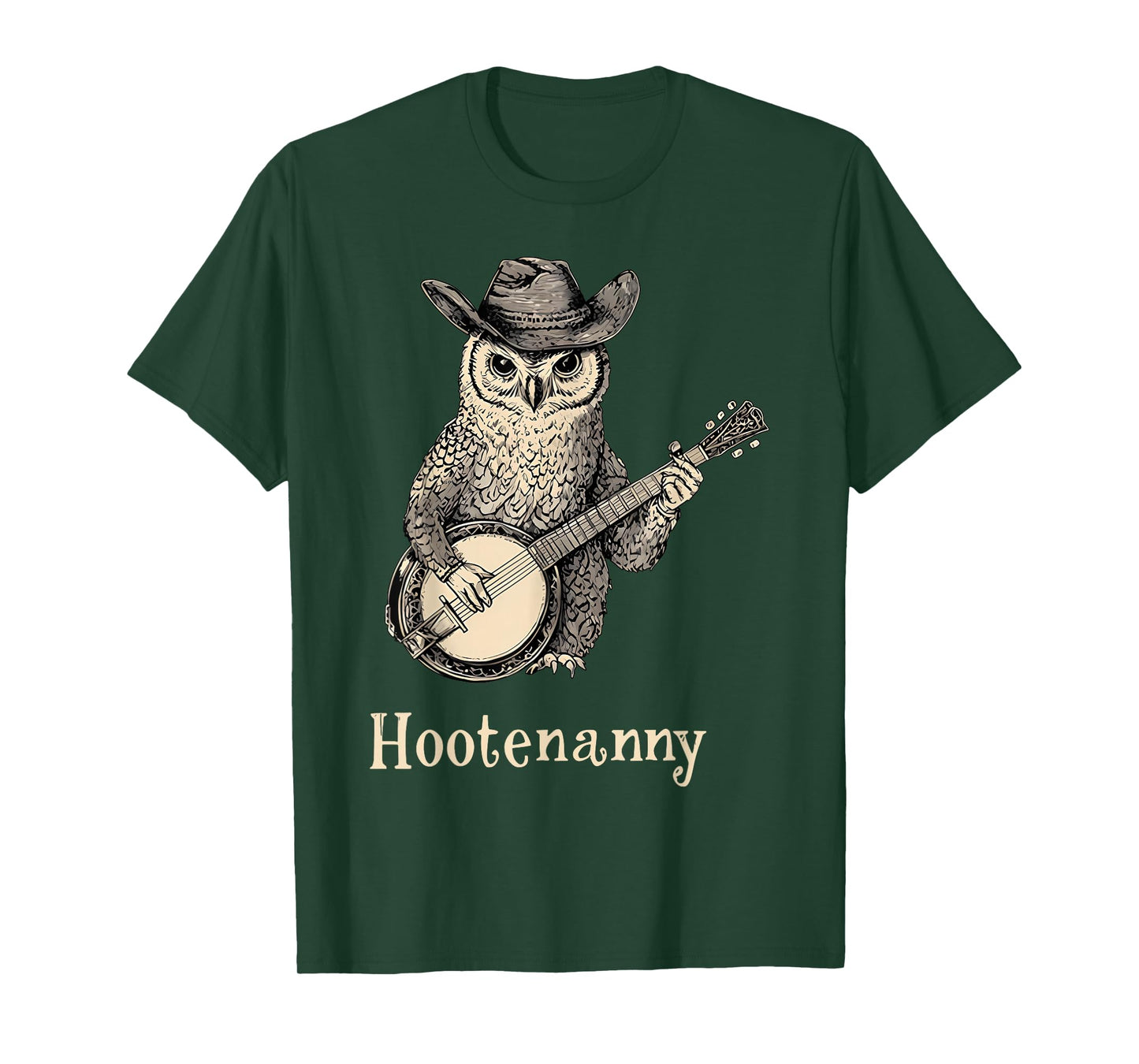 Hootenanny Owl Playing Banjo Country Owl Banjo Guitar Music T-Shirt