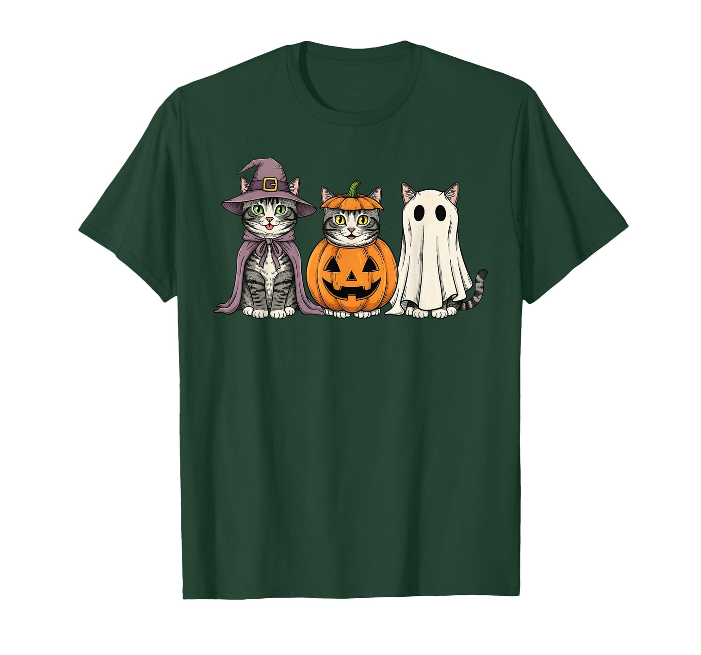 Spooky Ghost Tabby Cat Lover Pumpkin Halloween T-Shirt