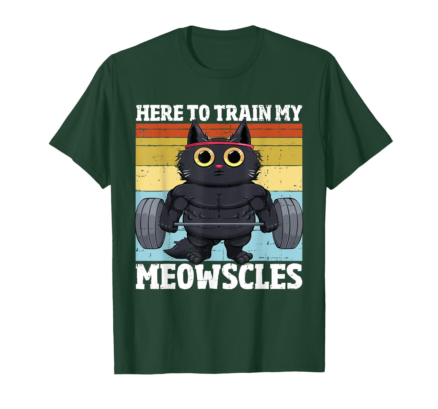 Cat Train My Meowscles Funny Gym Workout Cat Women T-Shirt, Small, Black