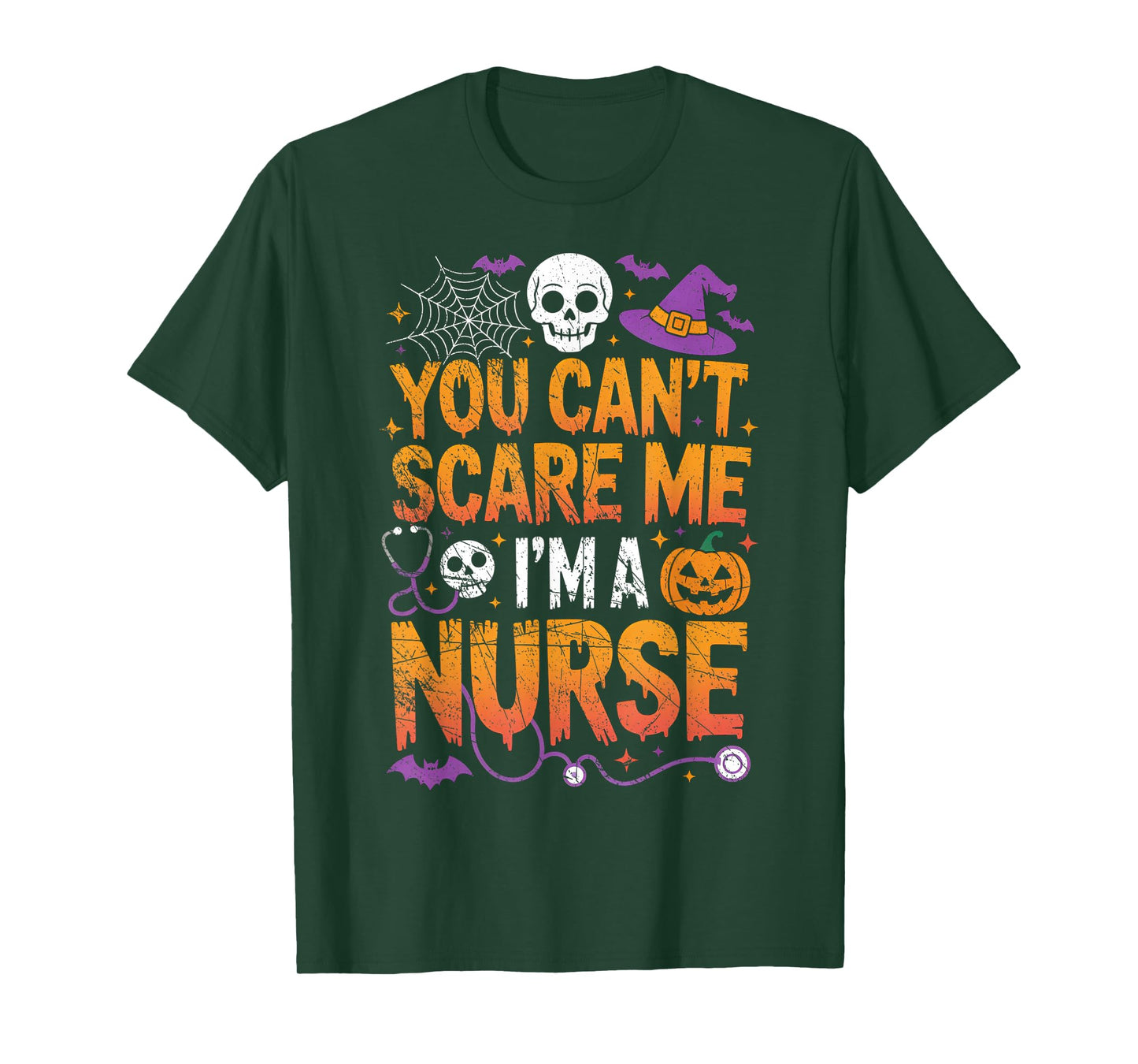 You Cant Scare Me Im a Nurse Halloween RN Witch Boo Funny T-Shirt
