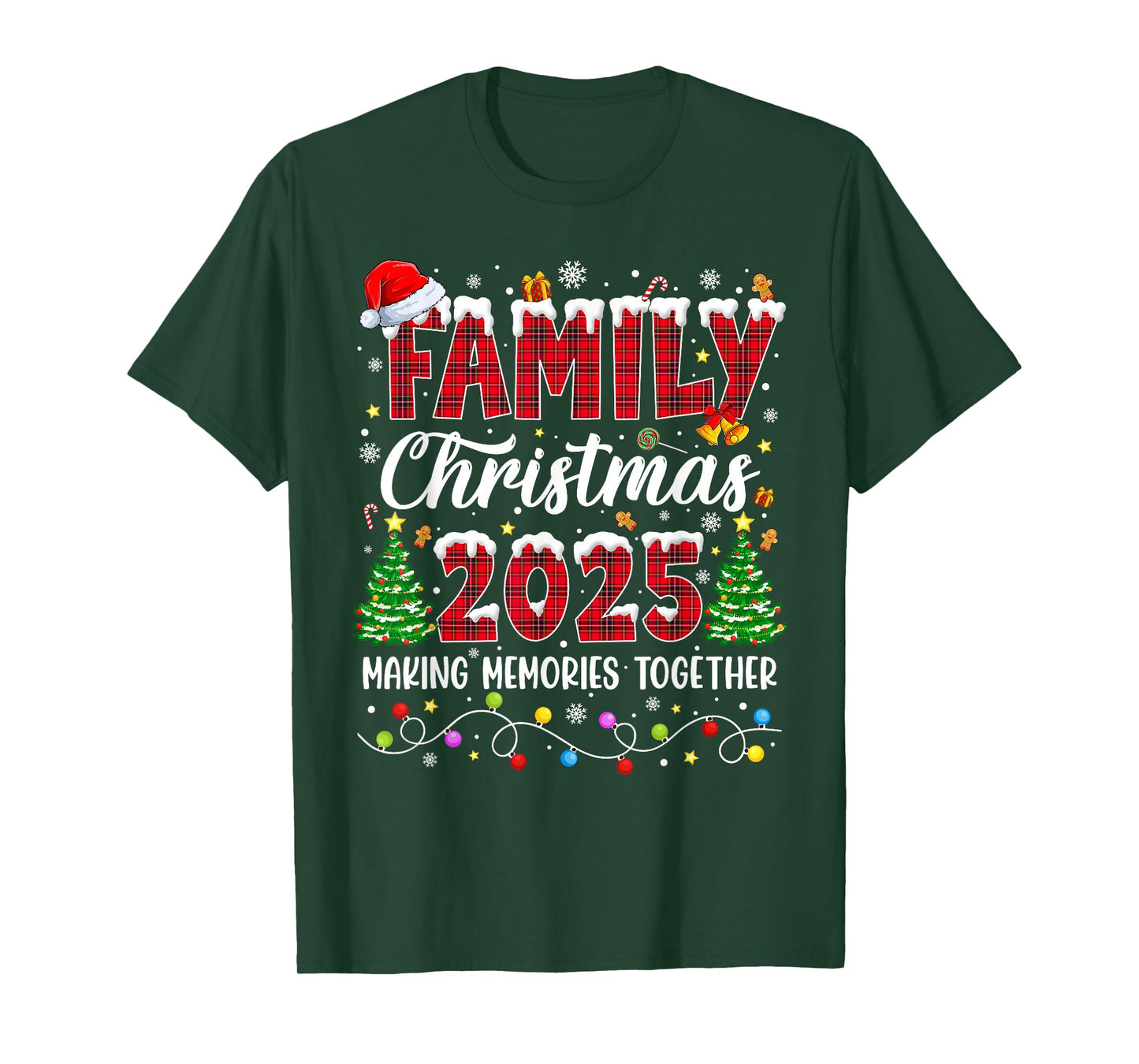 Family Christmas 2025 Matching Squad Santa Red Plaid Xmas T-Shirt