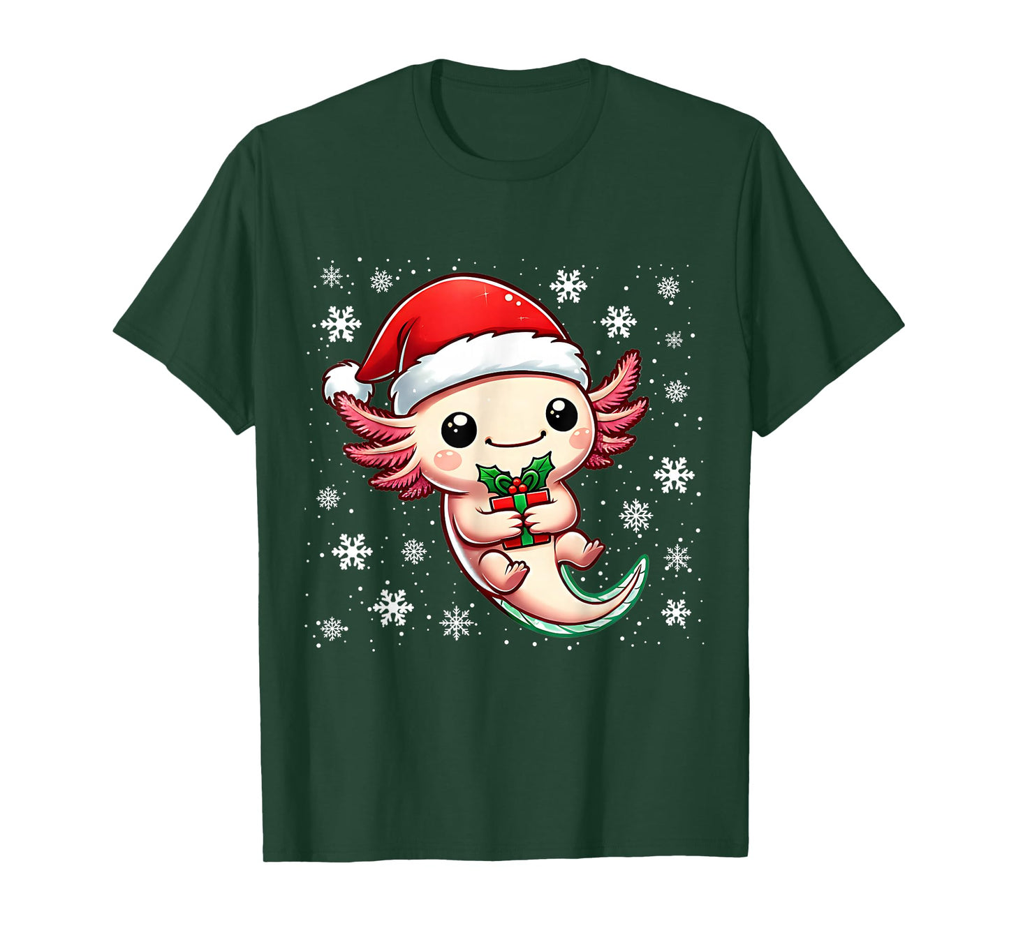 Christmas Axolotl Santa Hat Boy Girl Kids Xmas Axolotl Lover T-Shirt
