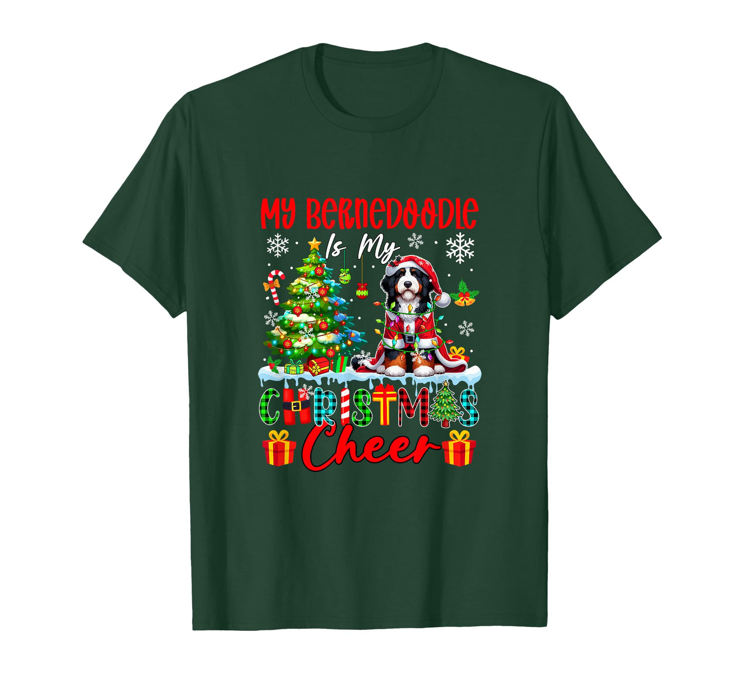 My Bernedoodle is My Xmas Cheer Funny Santa Dog Owner Kids T-Shirt