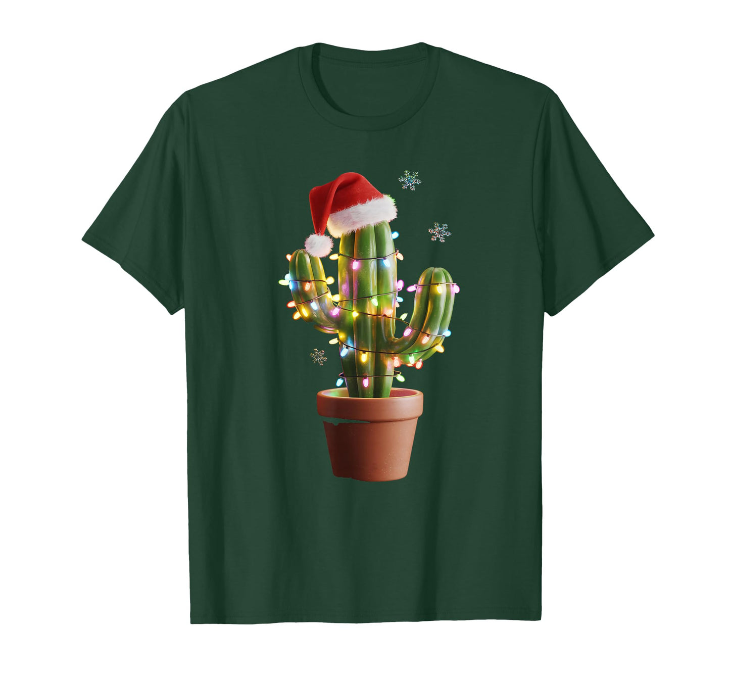 Christmas Lights Cactus Lover Funny Xmas for Men Women T-Shirt
