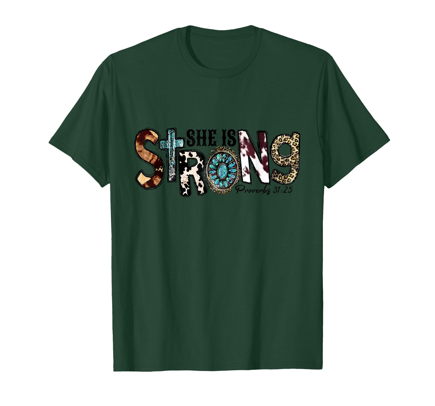 She Is Strong, Proverbs 31 25 Christian Jesus Leopard T-Shirt