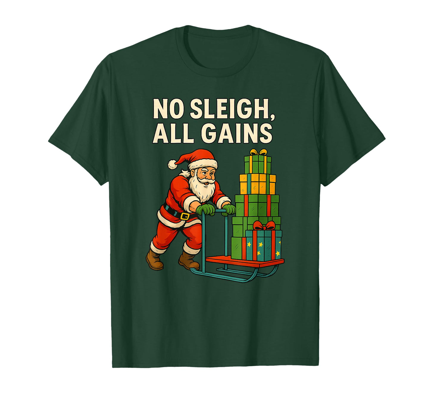 No Sleigh, All Gains - Christmas Workout Gym Santa Claus T-Shirt