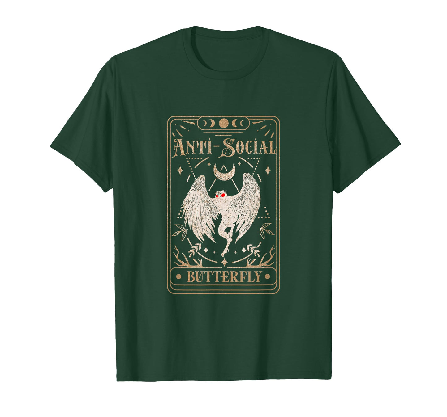 Mothman Tarot Card Antisocial Butterfly Cryptid Red Eyed T-Shirt
