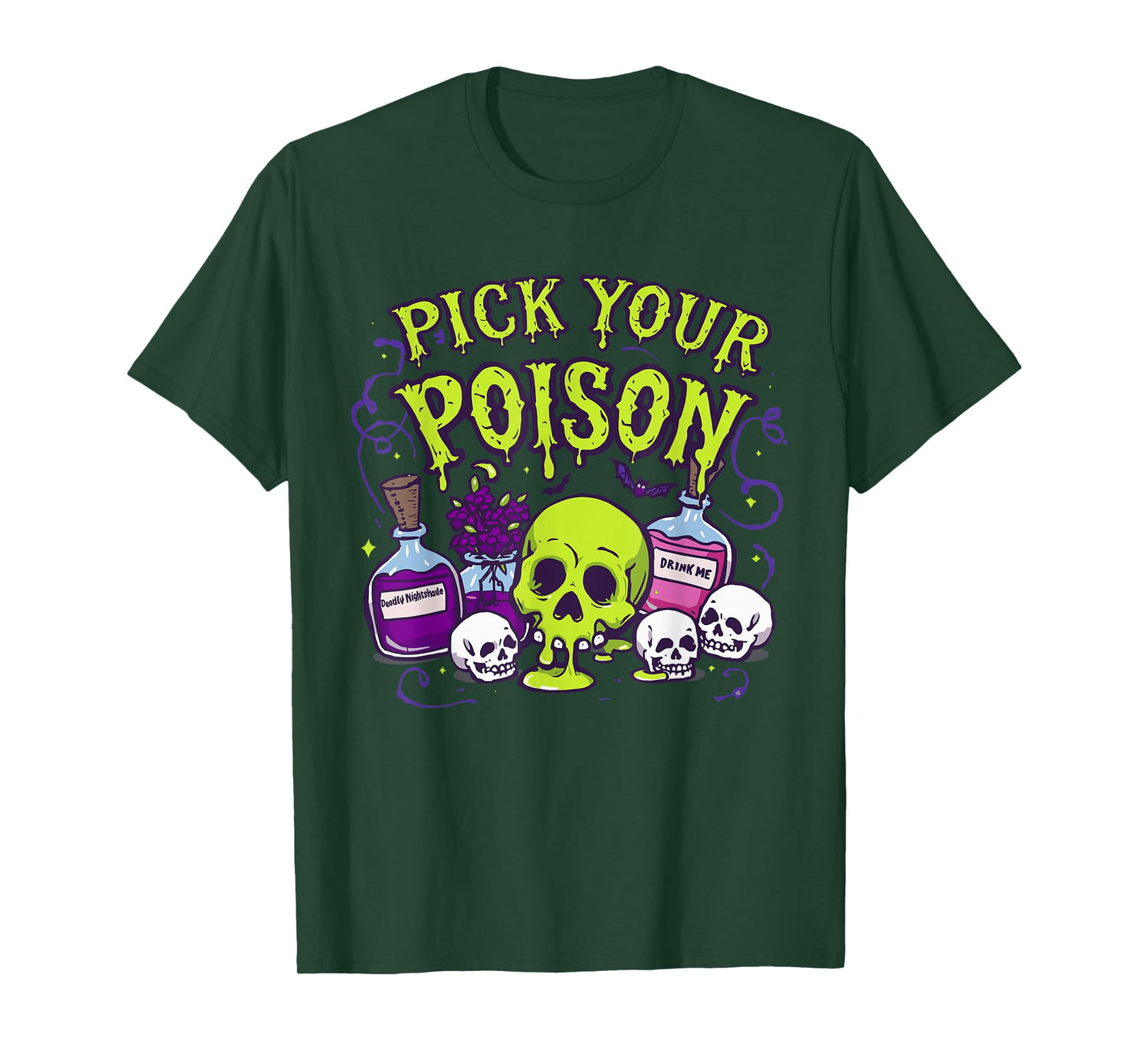 Pick Your Poison Spooky Potion Bottles Halloween T-Shirt