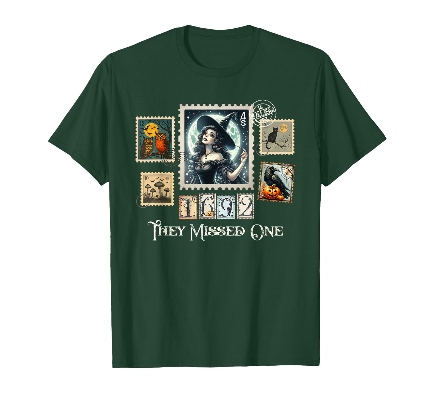 Halloween Postage Stamps Witch Salem They Missed One 1692 T-Shirt