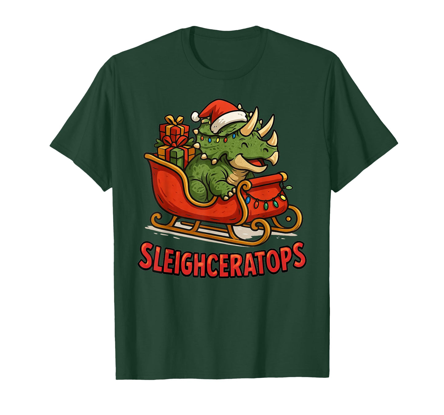 Sleighceratops Cute Ceratops Dinosaur Funny Christmas Dino T-Shirt