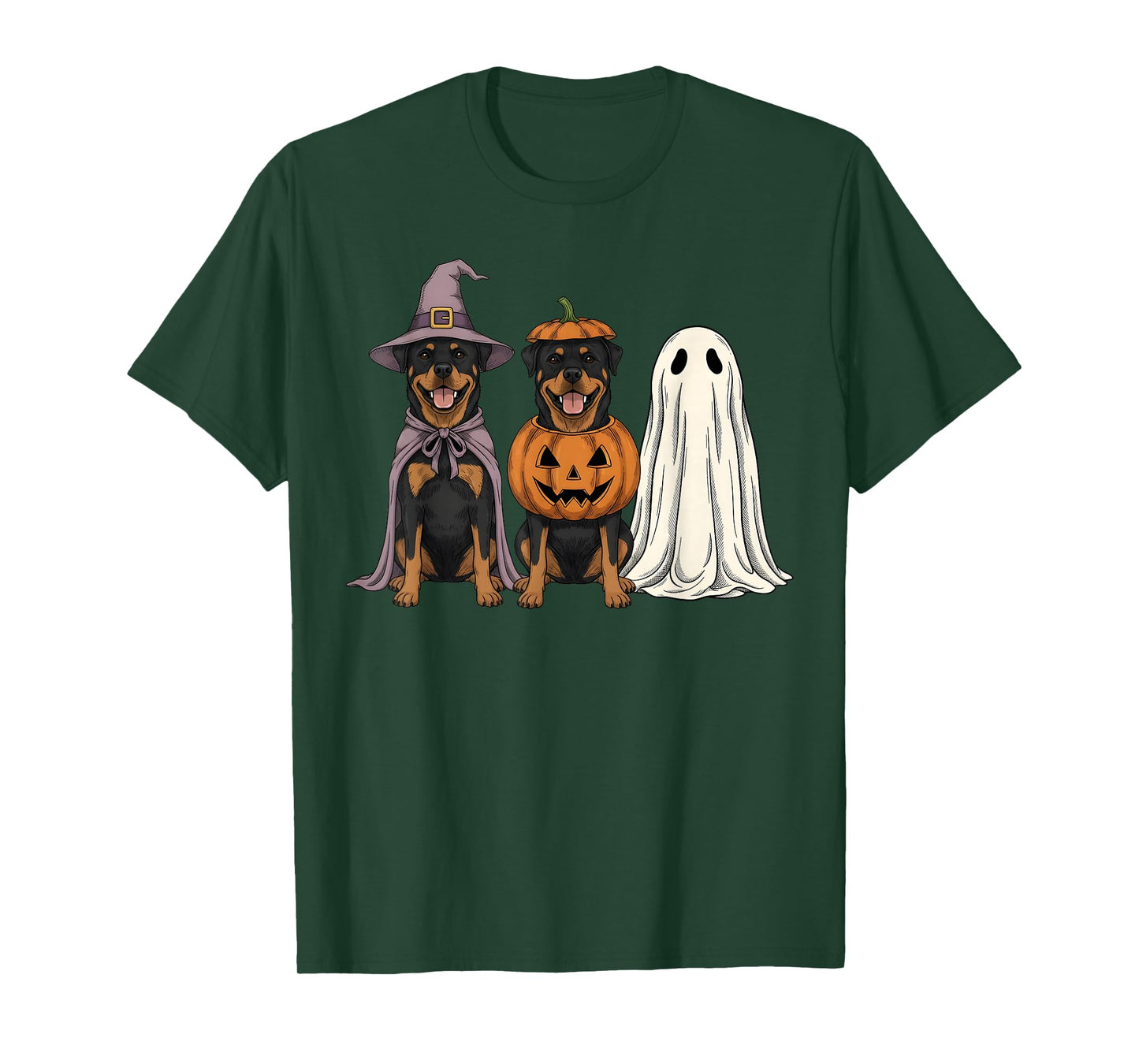 Spooky Ghost Rottweiler Pumpkin Halloween Rottie Dog Lover T-Shirt