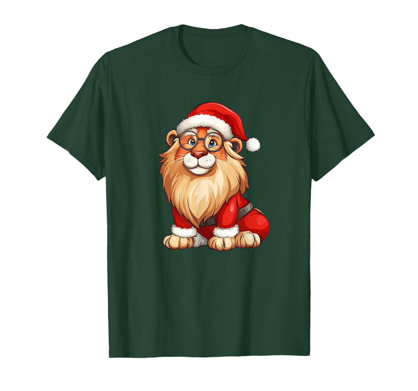 Festive Lion Roaring in a Santa Claus Hat Costume T-Shirt
